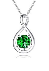 nice silver infinity pendant emerald birthstone baby necklace